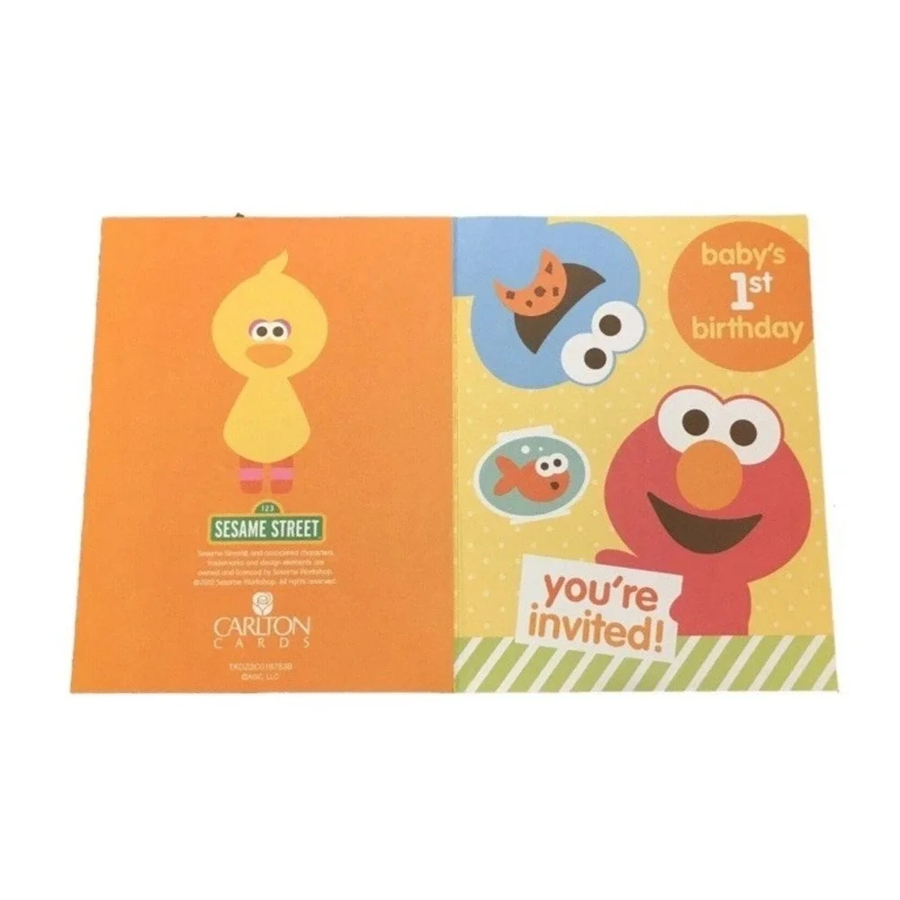 Sesame Street Invitations Elmo Baby's 1st‎ Birthday Party 10 Cards & Envelopes